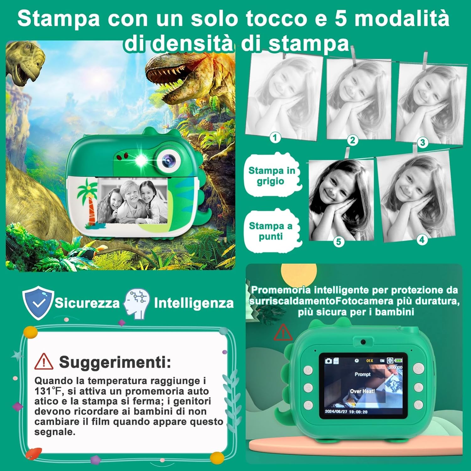 Thumbnail 5 de ARNSSIEN M3 macchina fotografica istantanea 1080P 2,4" per bambini