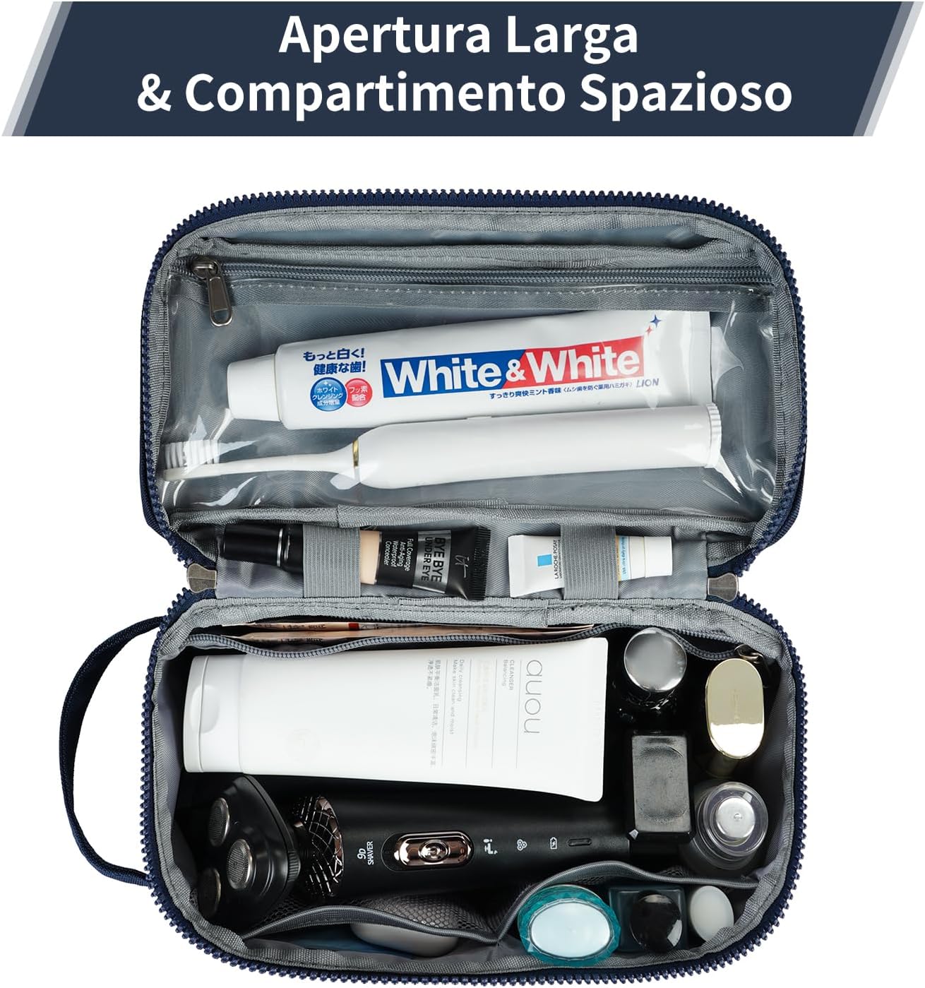 Thumbnail 1 de ECOHUB beauty case da viaggio con separazione asciutto-bagnato e apertura a 180°