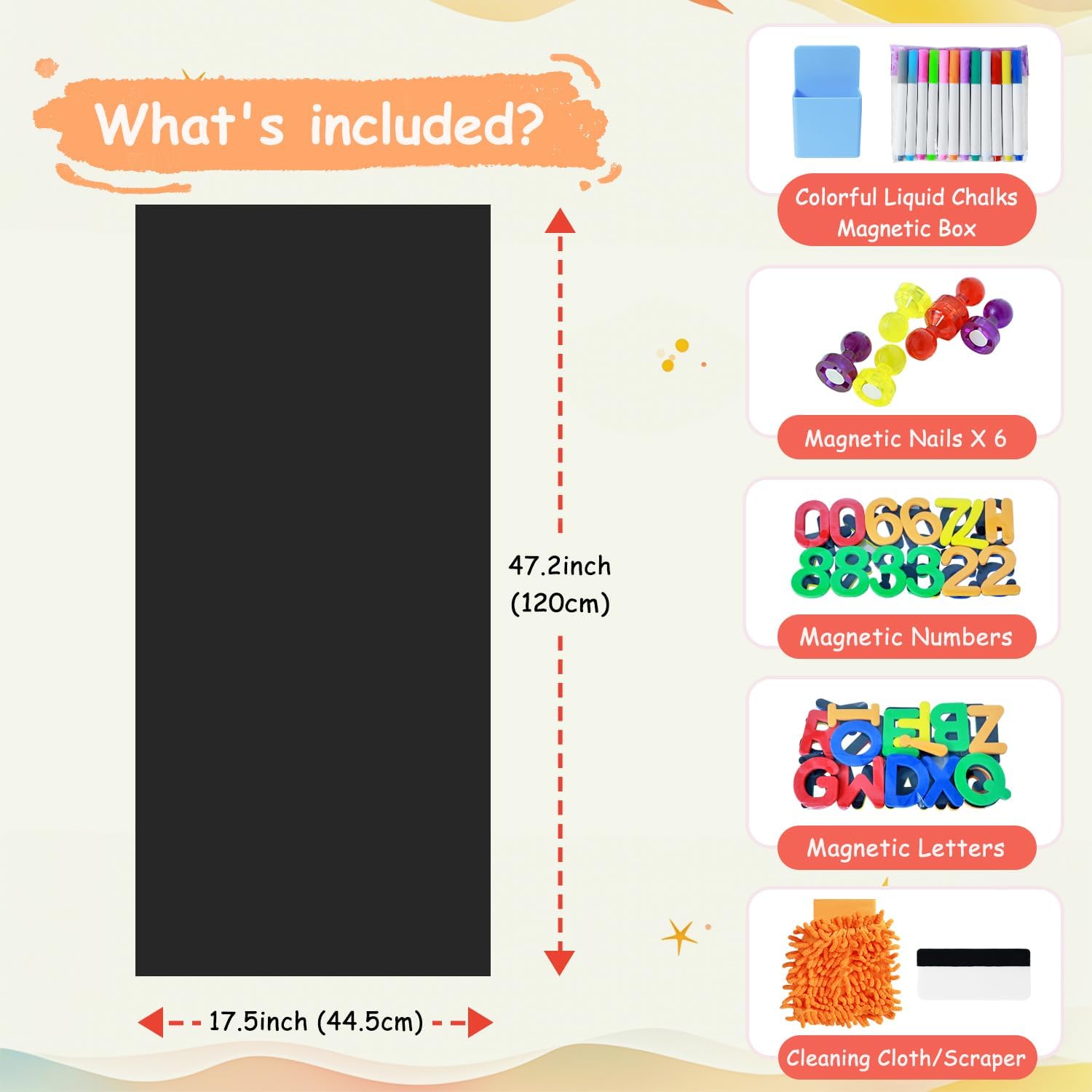 Thumbnail 1 de FANPROMS Magnetic Wall Decal, 120 x 45 cm Black Chalkboard