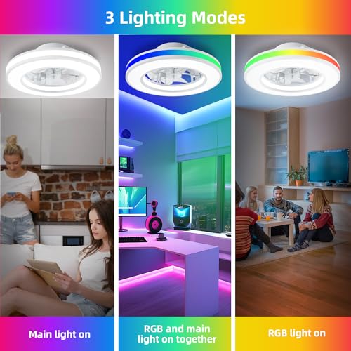 Thumbnail 5 de Koueers Ventilador de Techo con Luz 30W – RGB LED, Silencioso, Control Remoto y Mando, Ideal para Cocinas de 10–13 m²