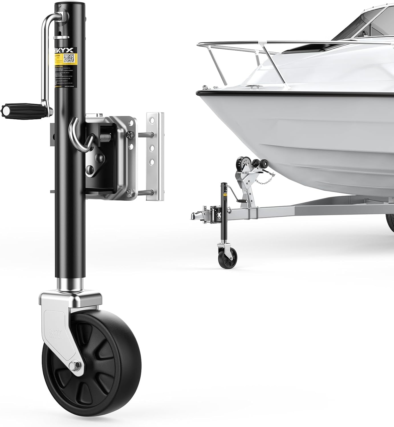 KYX Boat Trailer Jack 1500 lbs with 8-Inch Wheel and 10.6" Lift