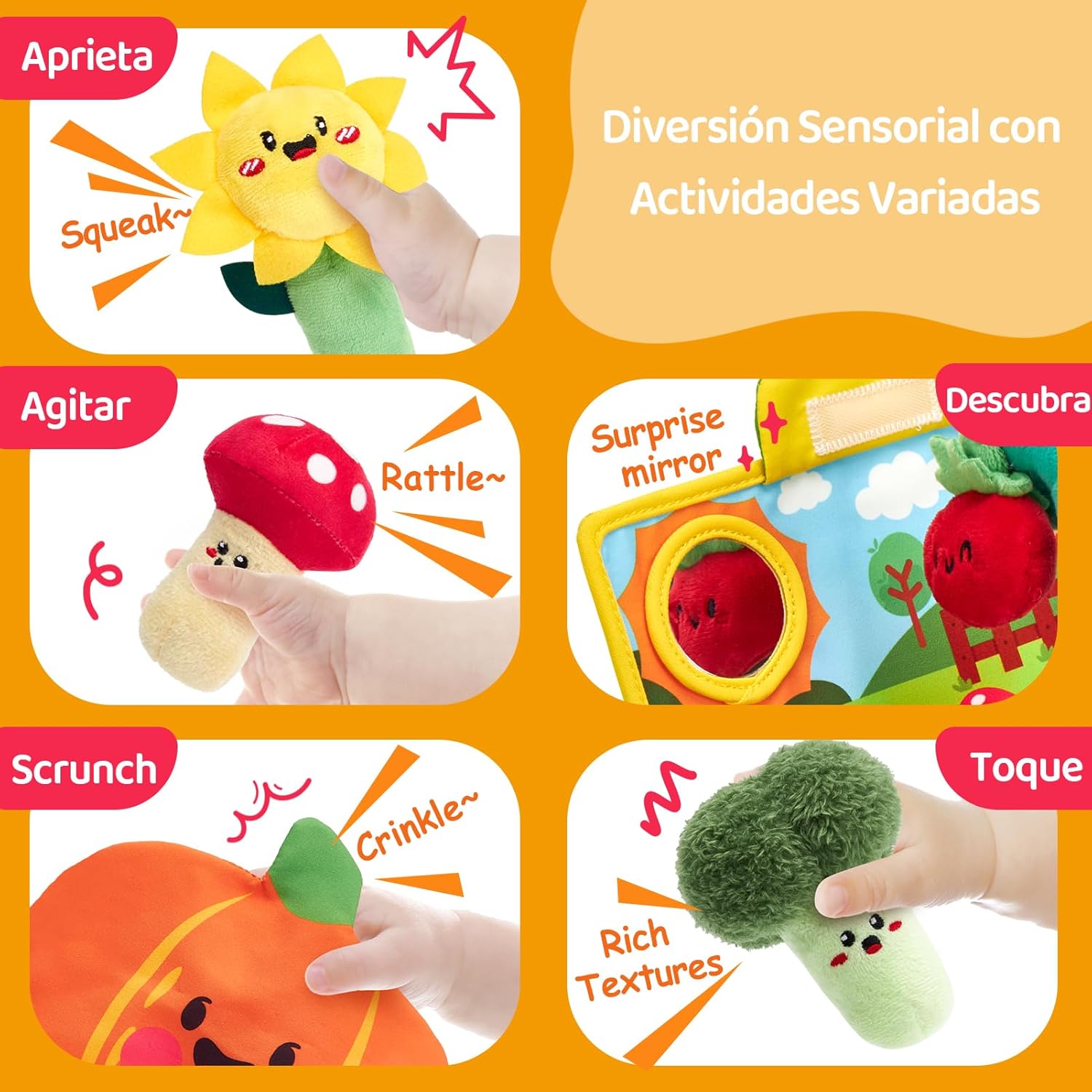 Thumbnail 3 de hahaland Juguetes Montessori peluches verduras 6‑12 meses