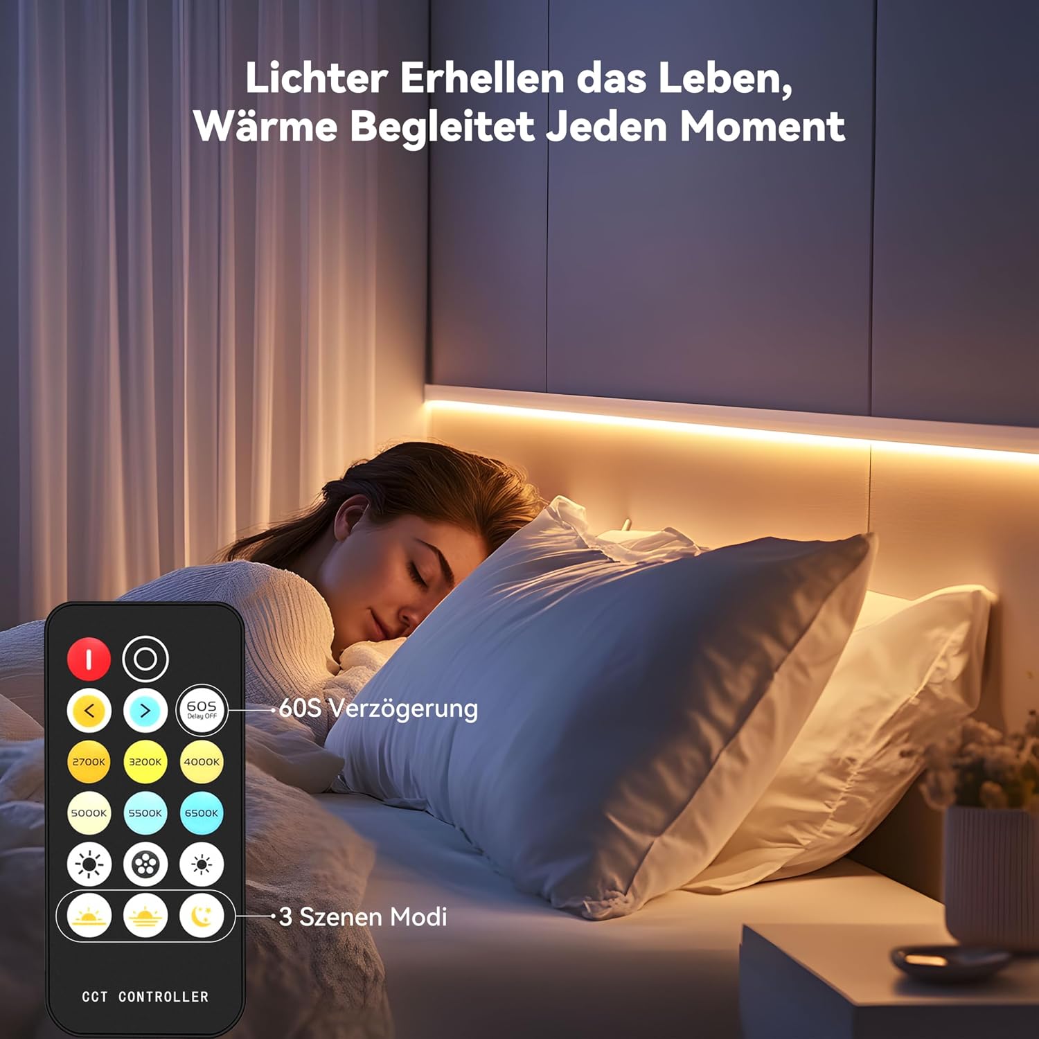 Thumbnail 3 de PAUTIX COB LED Streifen 3M 24V Dimmbar CCT 2700K–6500K mit RF Fernbedienung, 640 LEDs/m, CRI>90