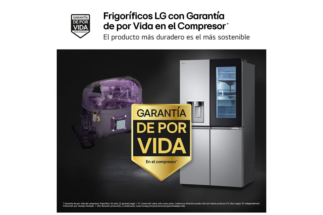 Detalle 2 de Frigorífico American Combi LG GMG960MBJE InstaView: 638 L y acero texturizado antihuellas