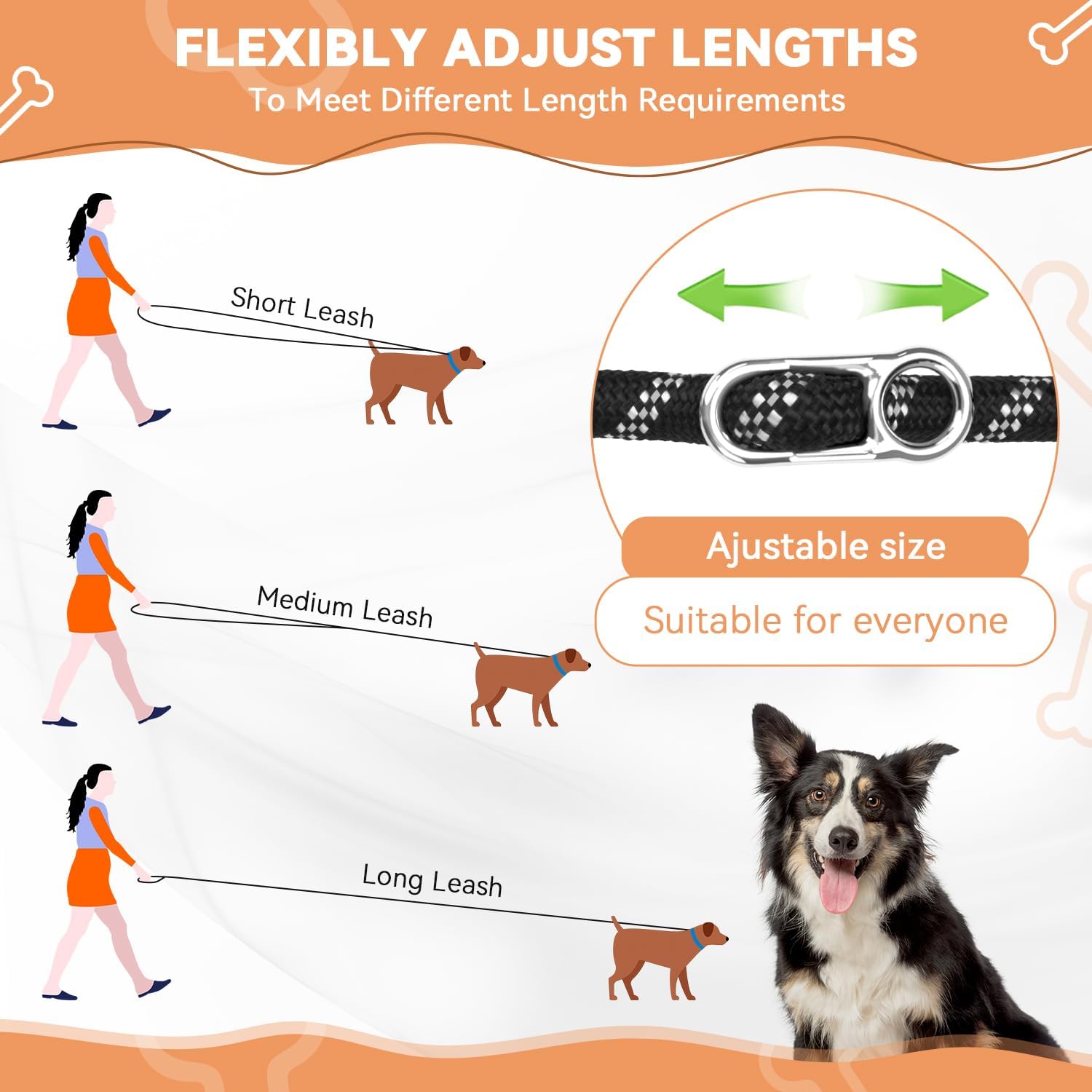 Thumbnail 6 de PETCOOZ Hundeleine 3M Verstellbare Schleppleine – Vielseitige Doppelleine für Mittel- & Großhunde (20–60 kg)