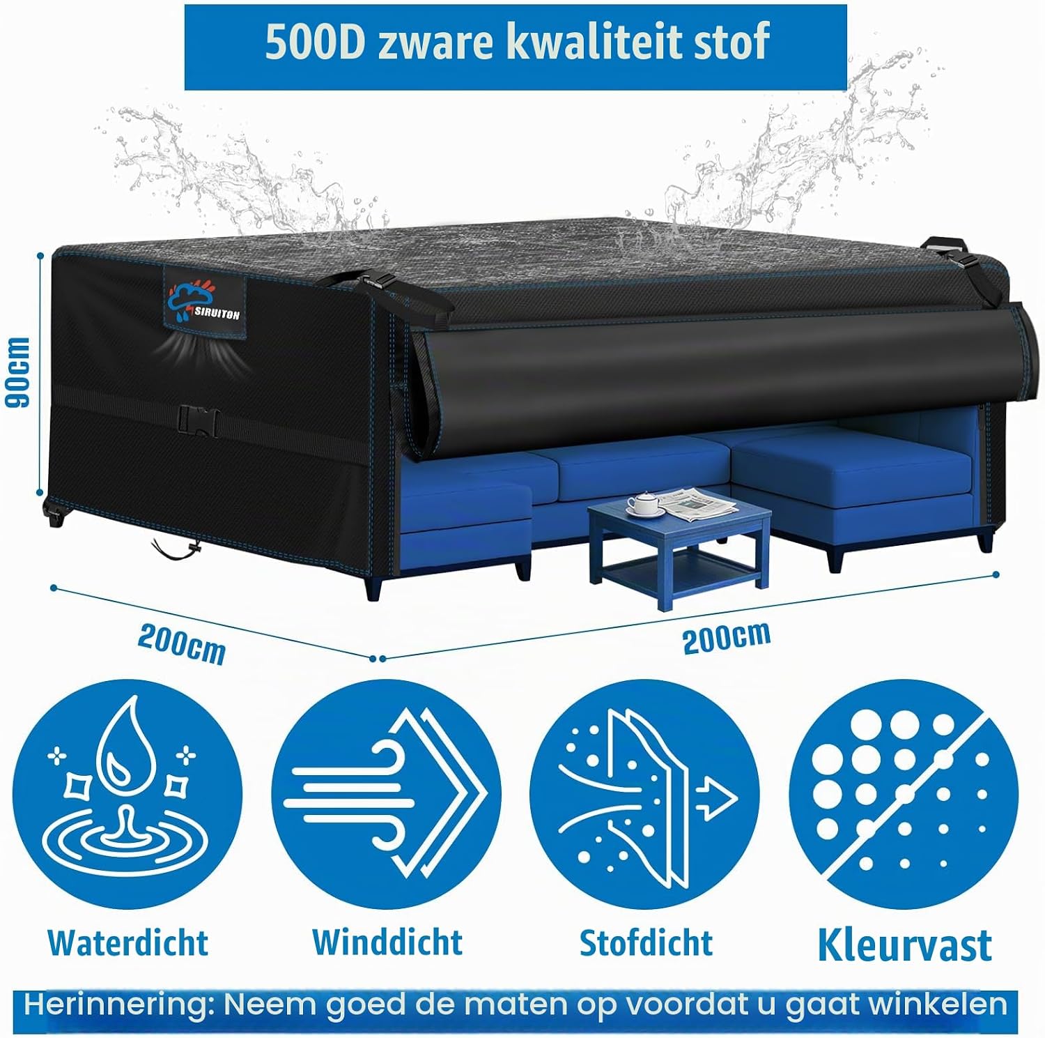 Detalle 2 de SIRUITON AMK000528_200x200x90_S tuinmeubelhoes 420D, met ventilatieopening