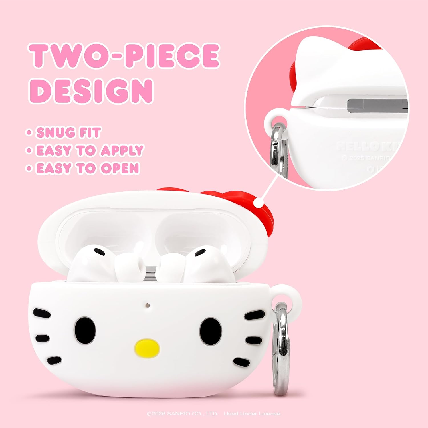 Detalle 2 de iFace Hello Kitty and Friends AirPods Pro 3用シリコンケース カラビナ付き・ワイヤレス充電対応