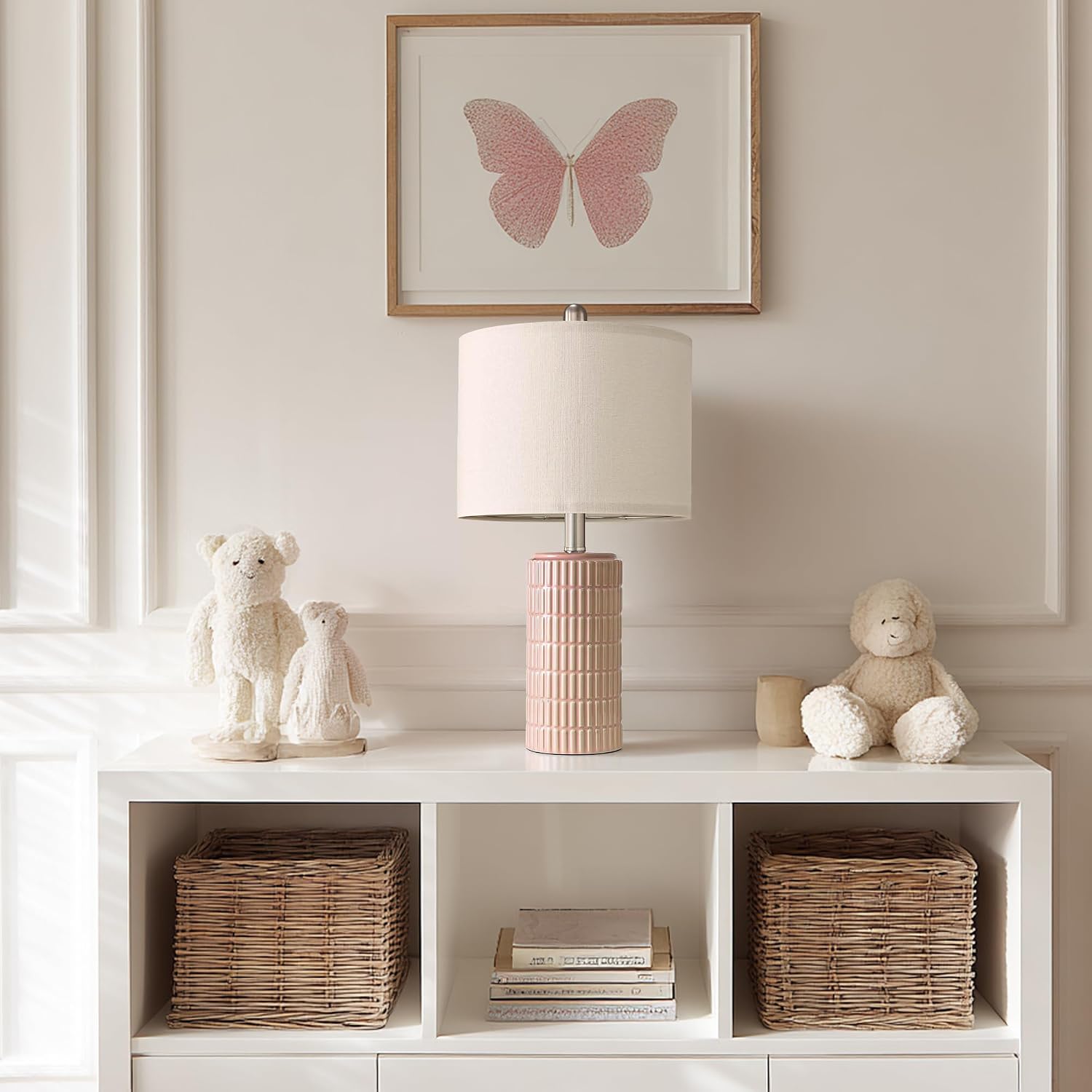 Thumbnail 4 de PoKat AMZ-T1102S-PK-PCB-1 Ceramic Table Lamp, 21-Inch Pink with Linen Shade