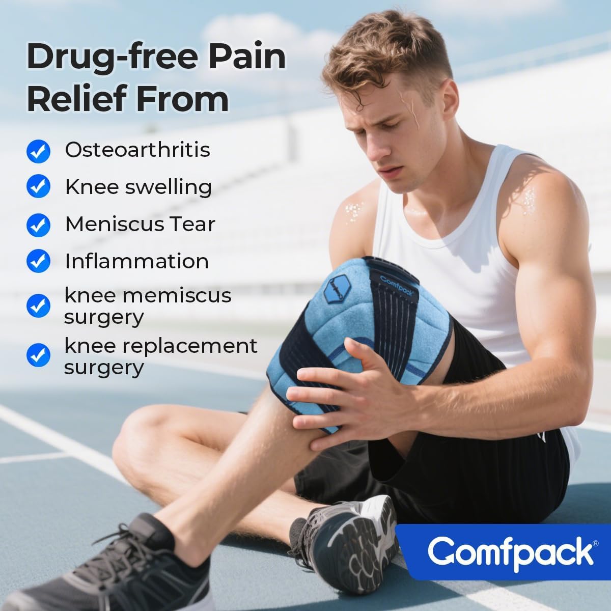 Thumbnail 2 de Comfpack Knee Ice Pack Wrap, 23" × 10.3", Cold Therapy and Compression