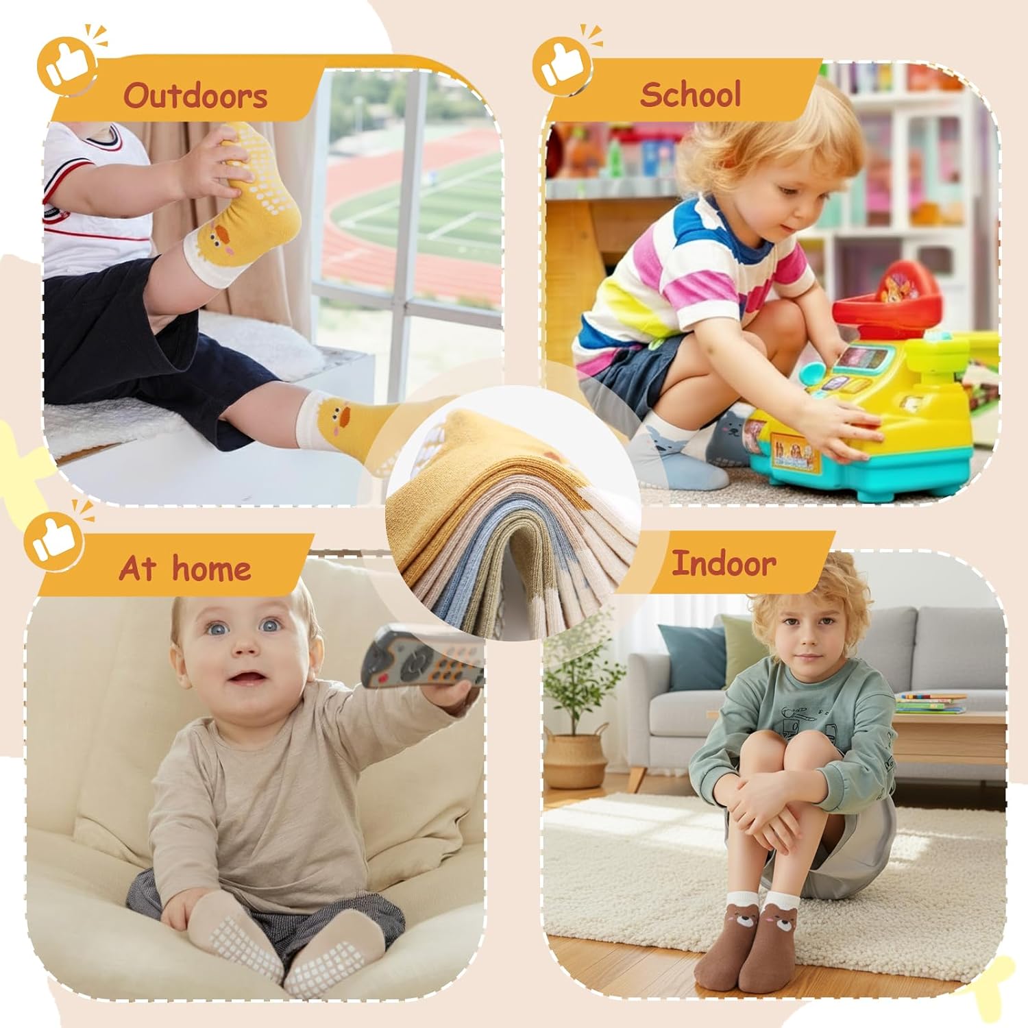 Thumbnail 5 de ZYUPHY Calzini antiscivolo bambino in cotone (5 paia) 0-5 anni