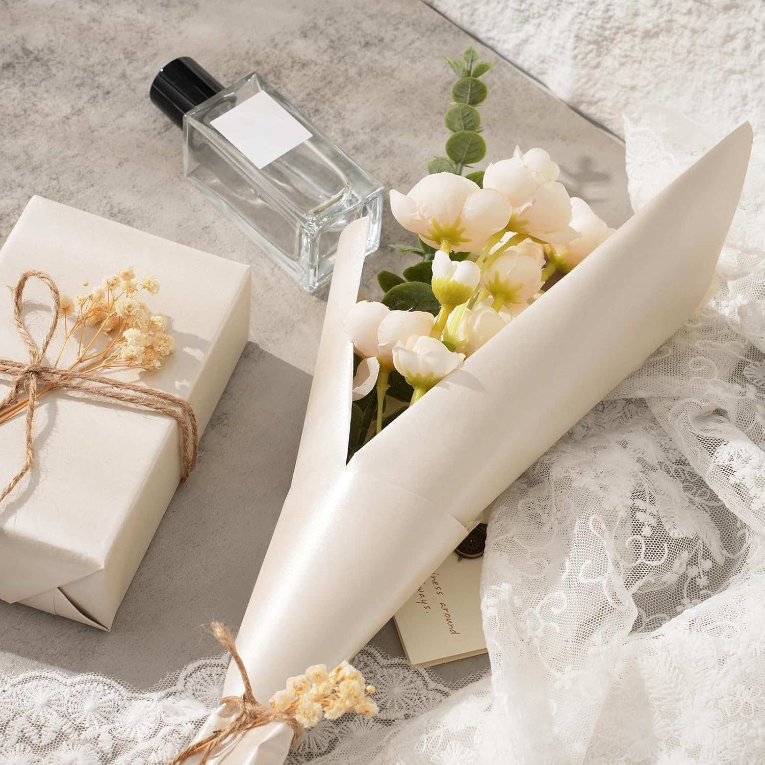 Thumbnail 6 de Off White Wrapping Paper Roll, Reversible Pearly-Lustre – 43cm x 10m