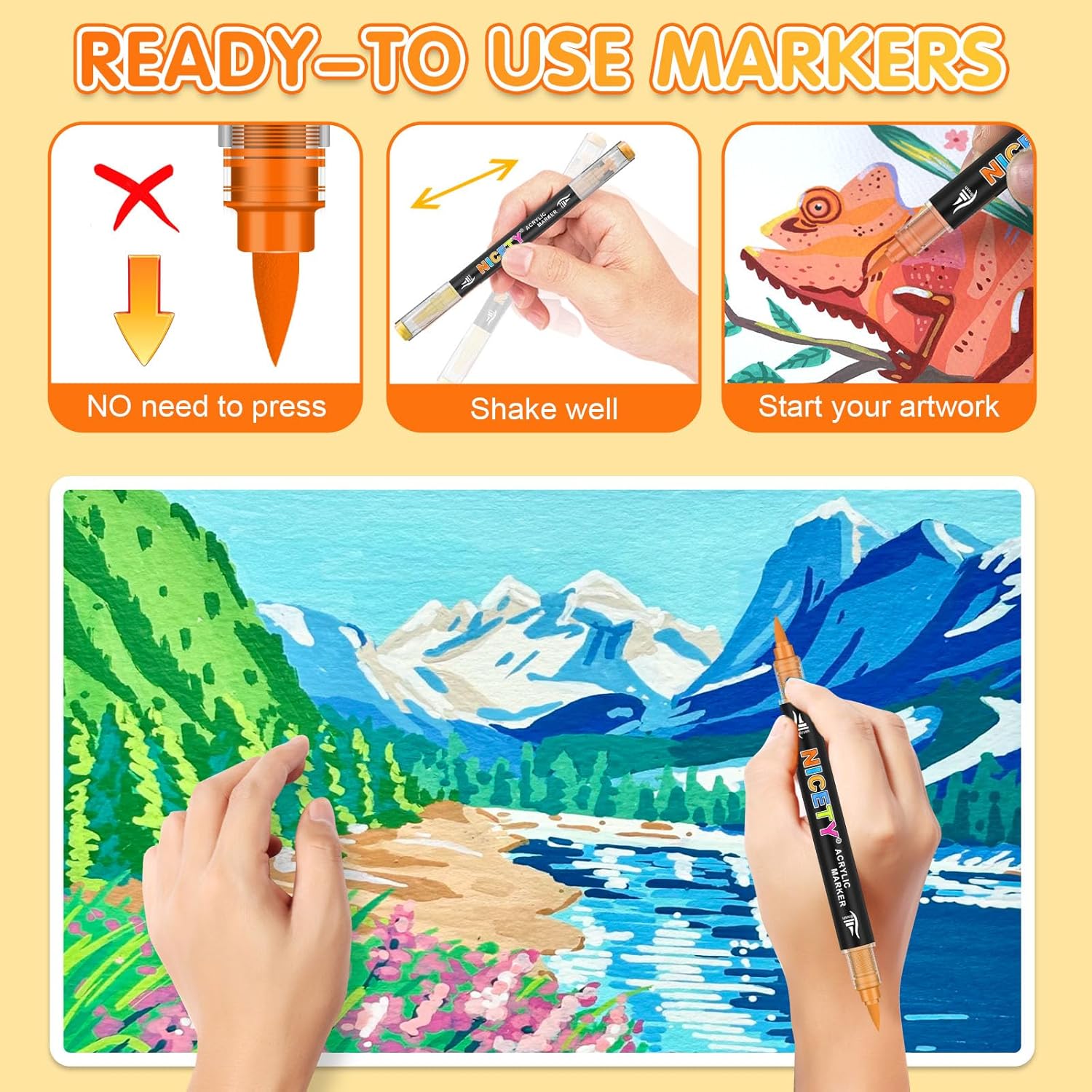 Thumbnail 6 de NICETY 72 Colours Acrylic Paint Pens 36pcs