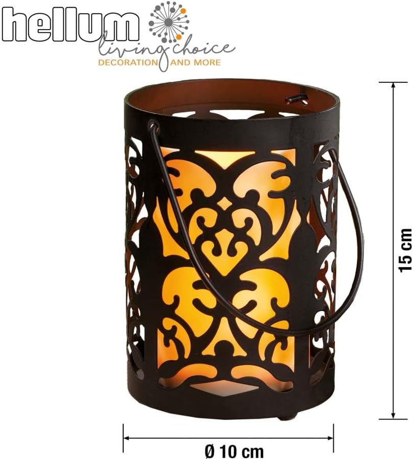 Detalle de hellum Lanterne LED avec bougie LED – lanterne décorative en métal noir 10 x 15 cm