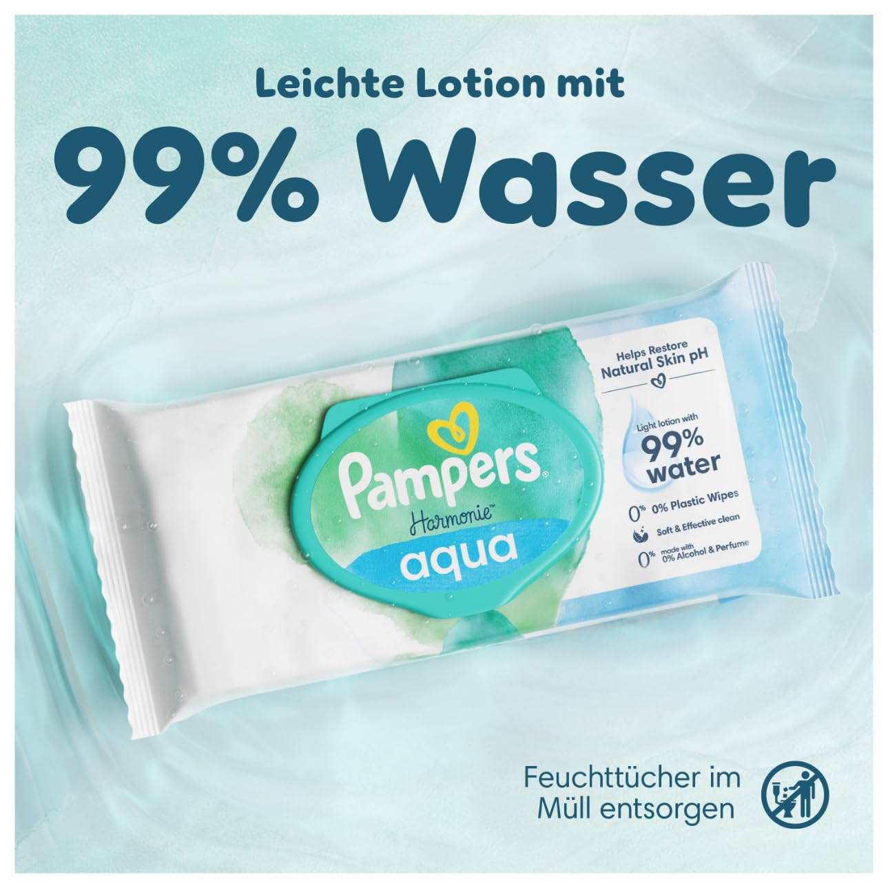 Detalle 2 de Pampers Harmonie Aqua Feuchttücher 1152 Stück 🧻