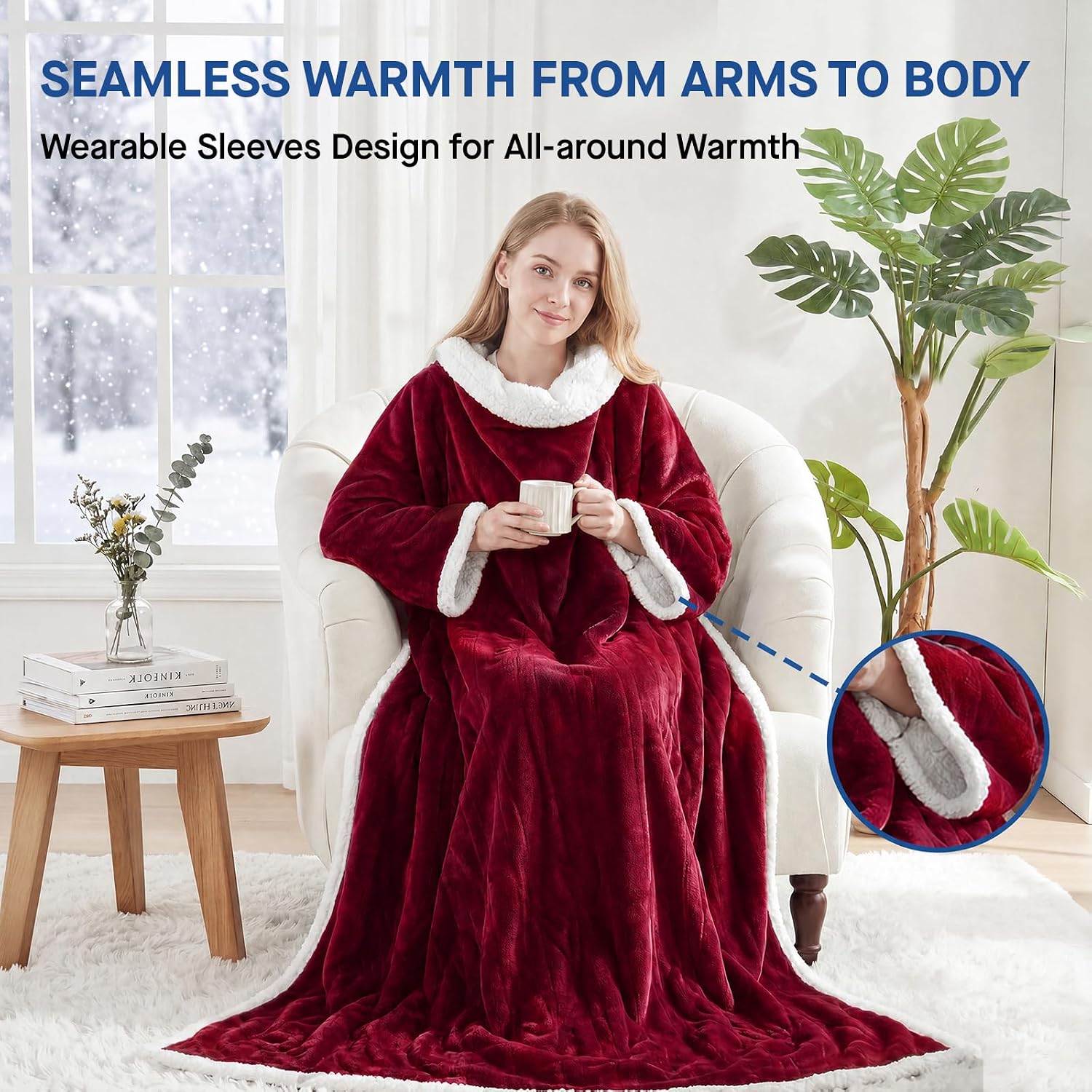 Detalle 2 de Sealy Wearable Electric Blanket, 50" x 70" with Foot Pocket, Sleeves and 6 Heat Settings