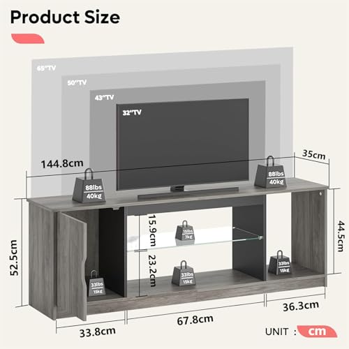 Detalle 2 de Bestier Soporte de TV LED 145 cm para 55-65" con estantes