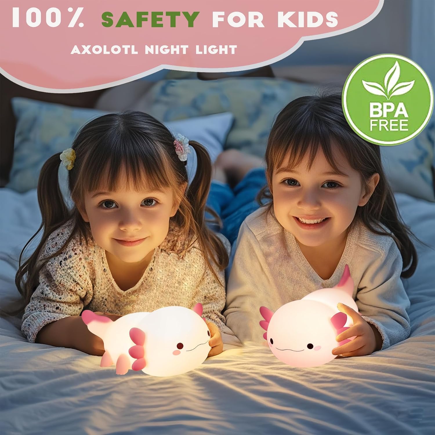 Detalle 2 de Axolotl Night Light for Kids LED Silicone Lamp ๐ช