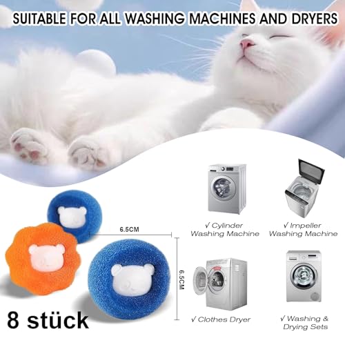 Detalle de Thryzaty 8-Pack Pet Hair Remover Washing Machine — Reusable Hair Catchers for Clothes, Bedding and More