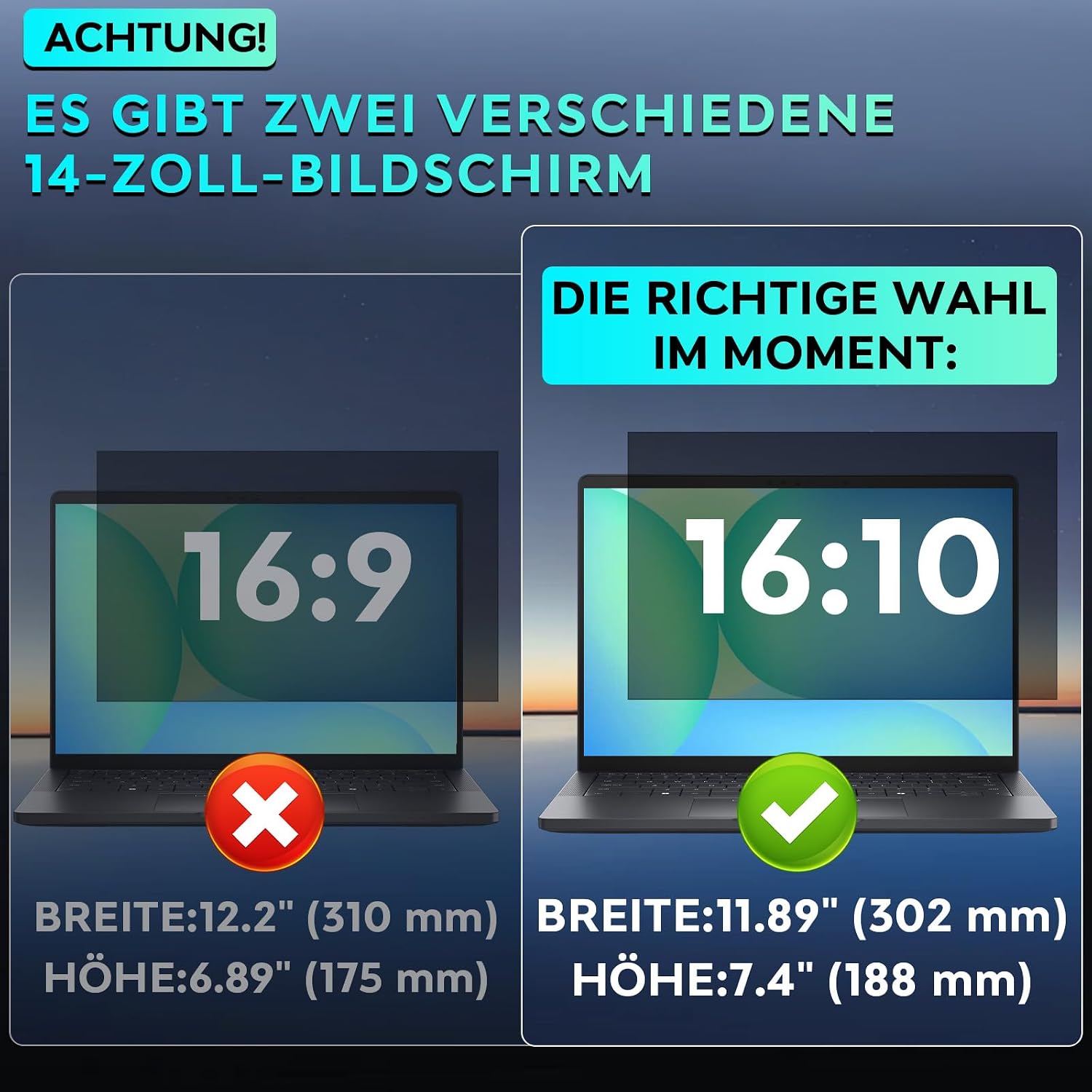 Thumbnail 2 de LUSA DESIGN Sichtschutzfolie 14 Zoll 16:10