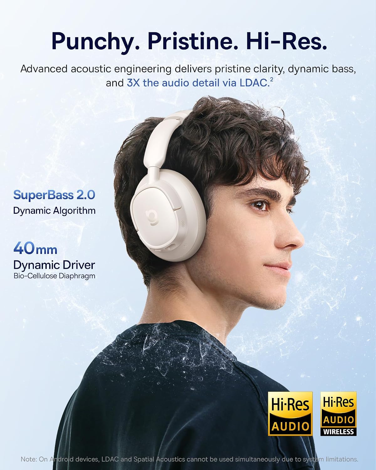 Detalle de Baseus Bass BH1 NC 80H wireless headphones