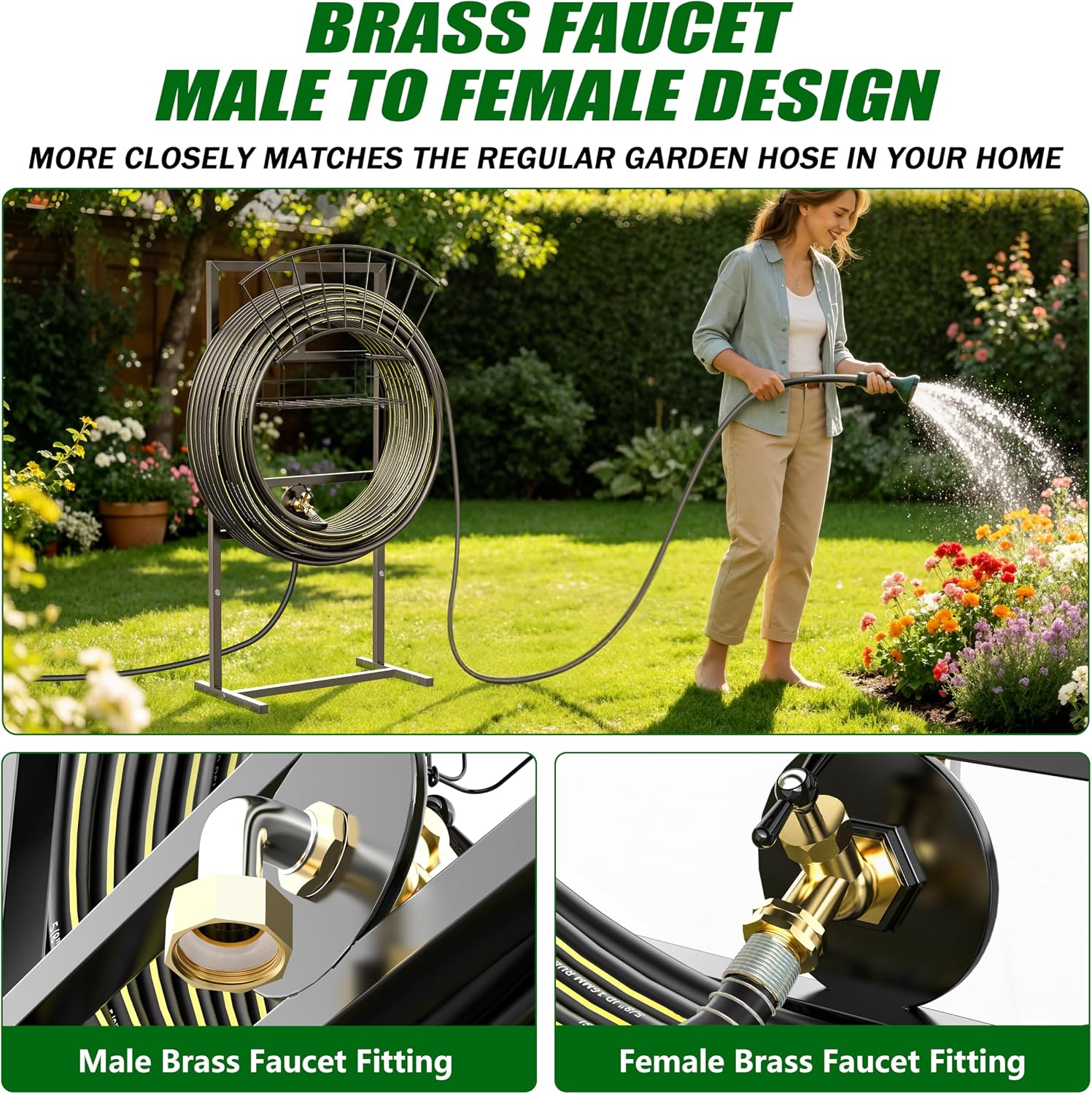 Thumbnail 1 de Garden Hose Holder with 45 ft Rubber Hose