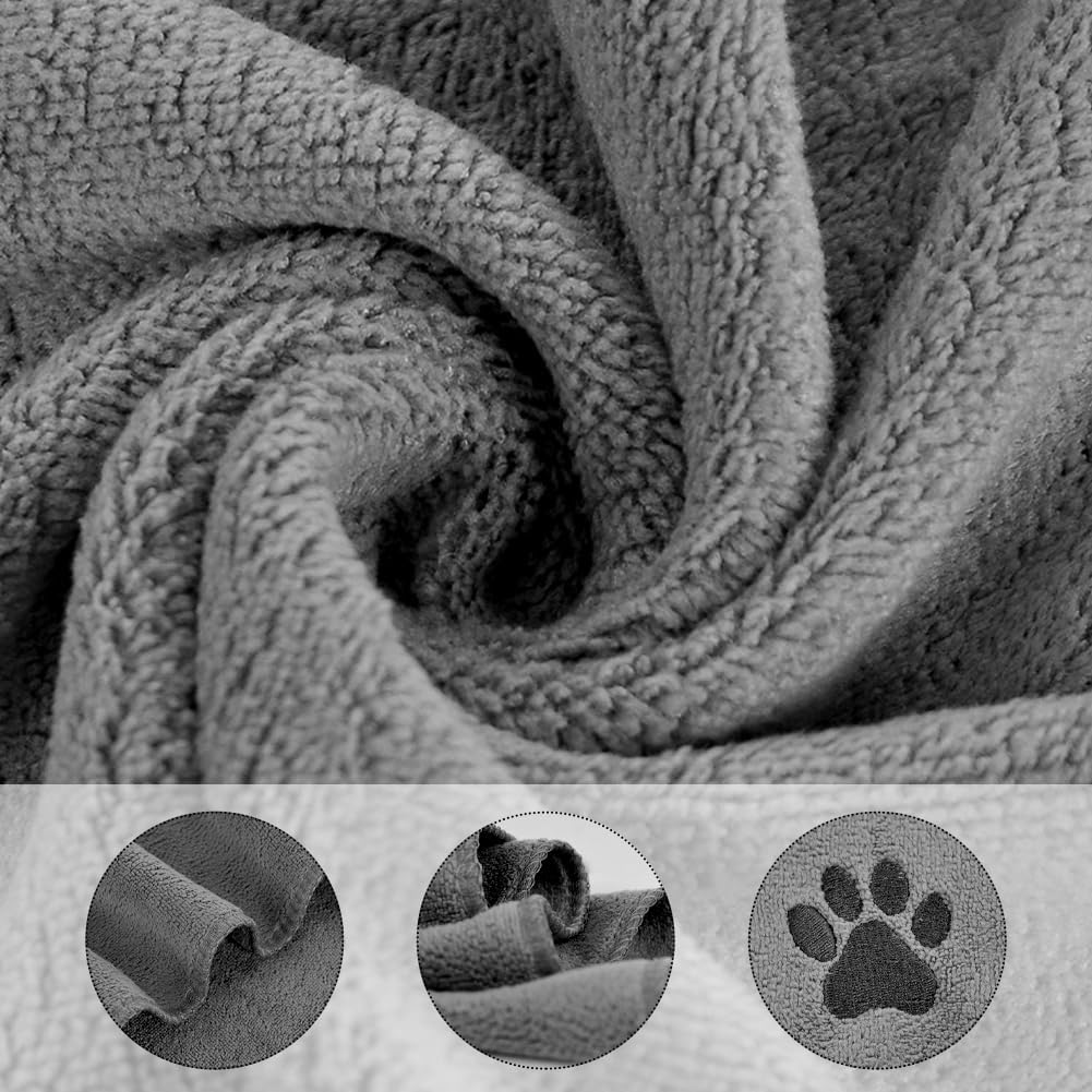 Detalle 2 de Jovrelant 3 Pack Dog Towels: Ultra-Absorbent Microfibre Towel & Blanket in Two Large Sizes