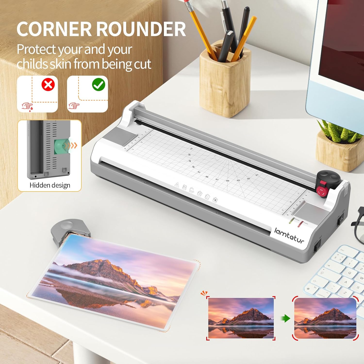 Thumbnail 5 de Laminator Machine 11x17 with 70 Letter Size Laminating Sheets – 3–5 mil, Hot & Cold, 2 rollers, includes Paper Cutter & Corner Rounder