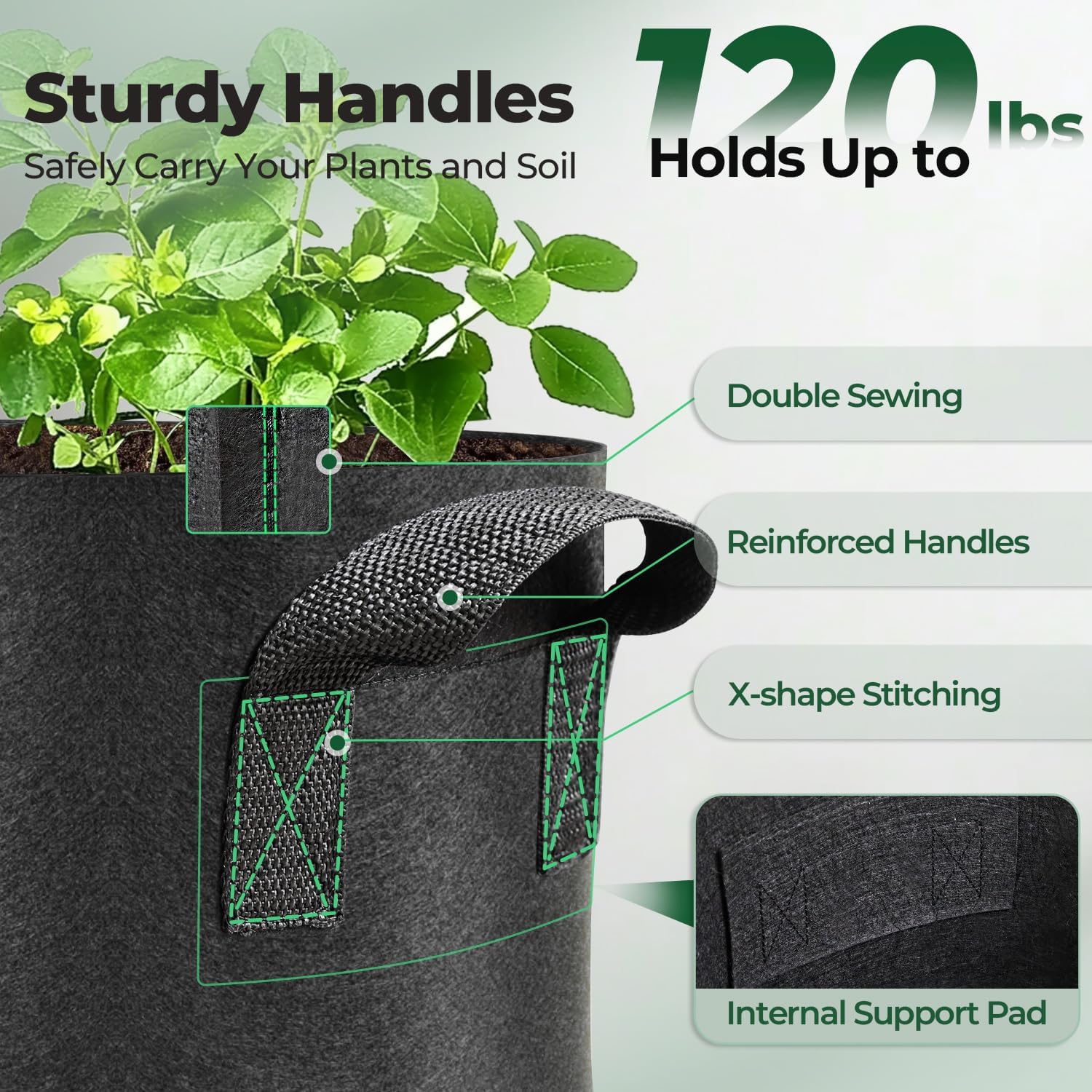 Detalle de T4U grow bags 5 gallon, pack of 5