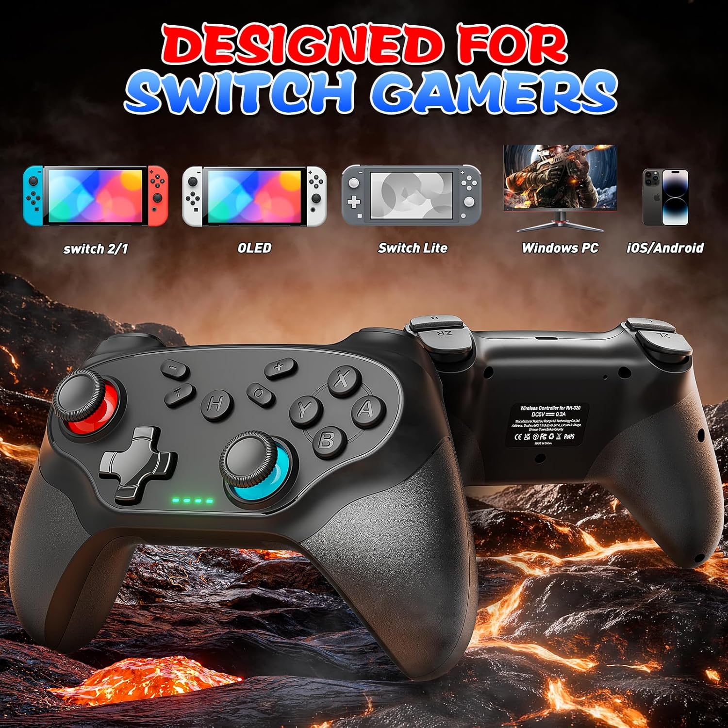Detalle 2 de Nonbliep 2 Pack Wireless Controller 1000 mAh