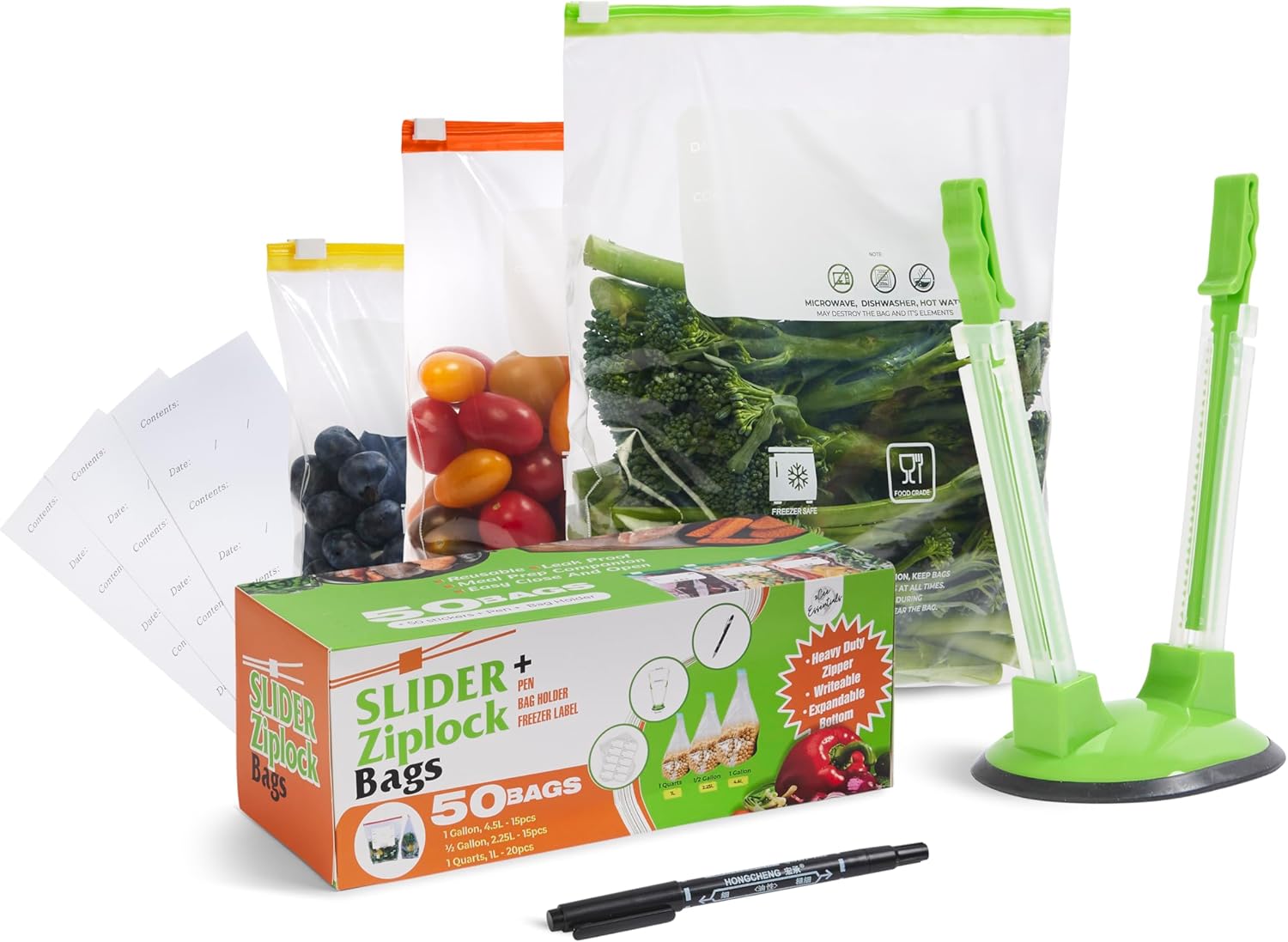 Reusable Freezer Bags Set 50Pcs