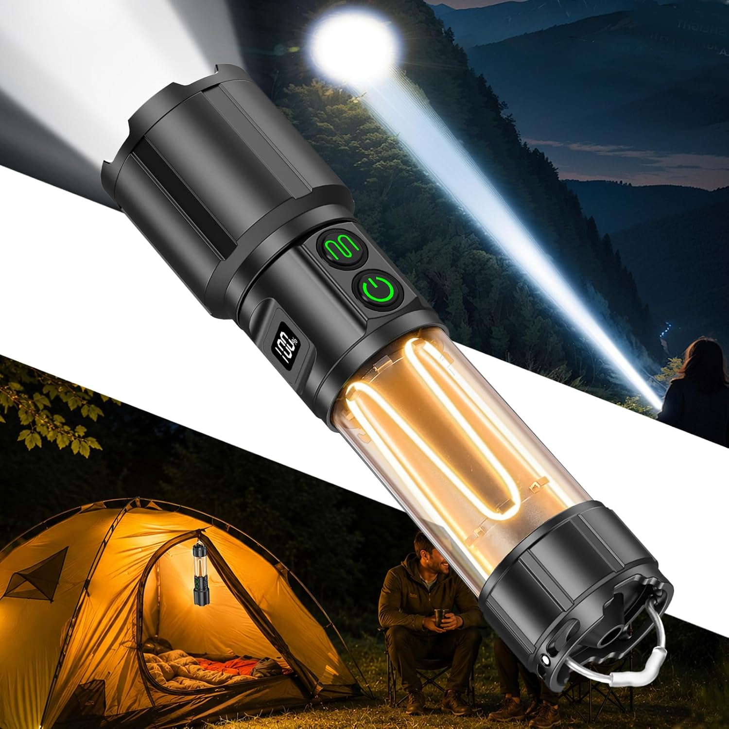 Detalle de BEYSTE Camping Torch & Led Torch 2-in-1, 1,000,000 Lumen Rechargeable – UK Review