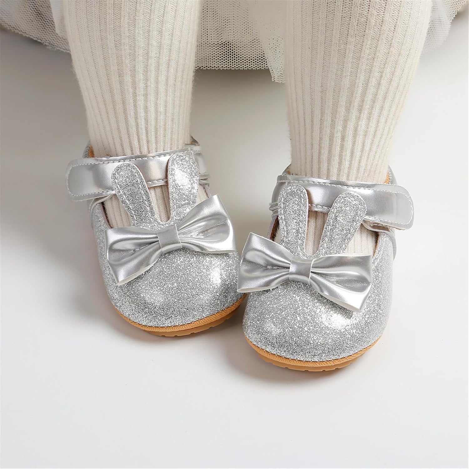 Detalle 2 de RVROVIC Baby Girl Moccasins Princess Sparkly Soft Sole Prewalkers (Mary Jane Flats)