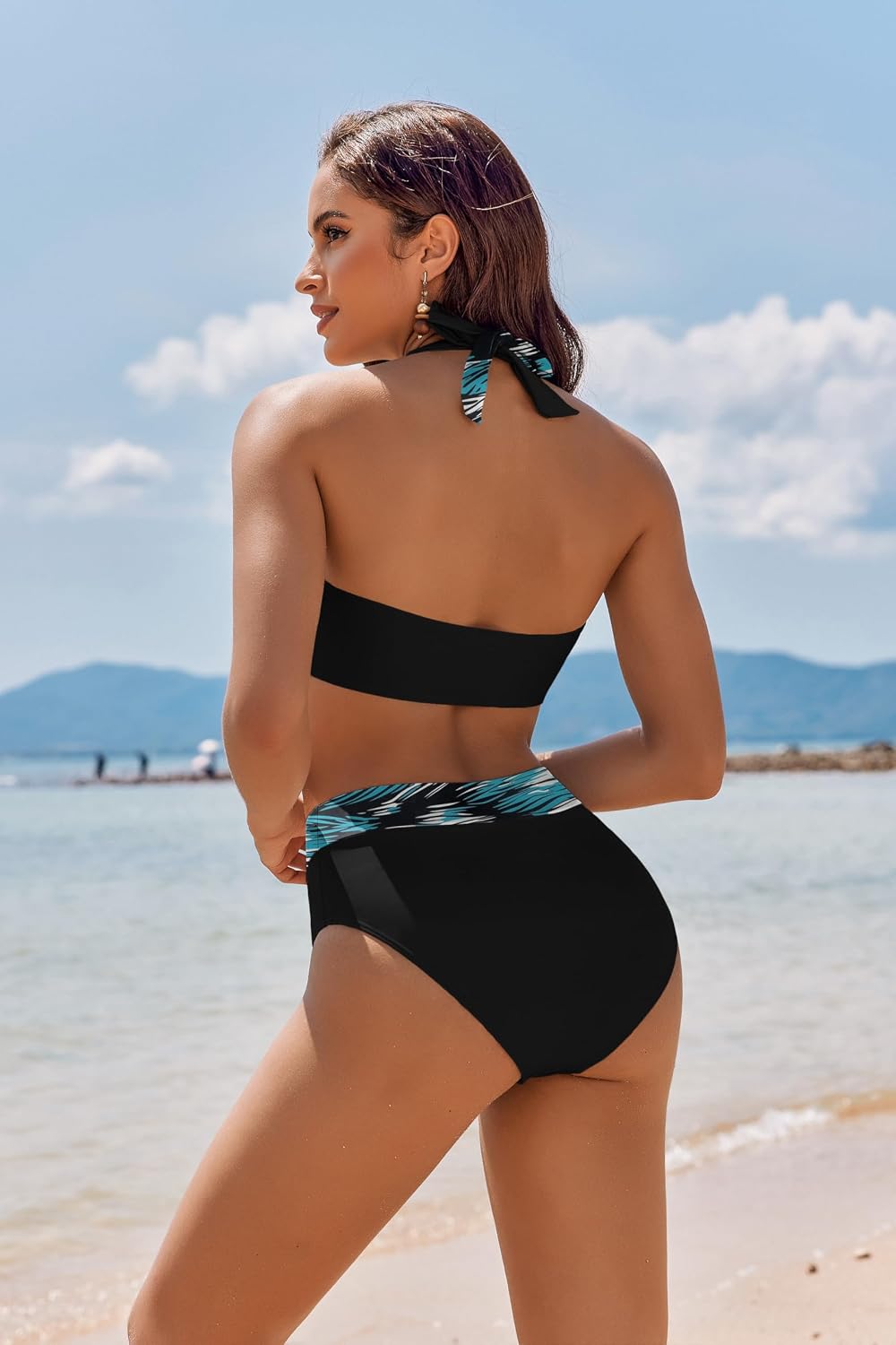 Detalle de Ekouaer Bikini Damen Set Push-Up Zweiteiler mit Bauchweg High-Waist
