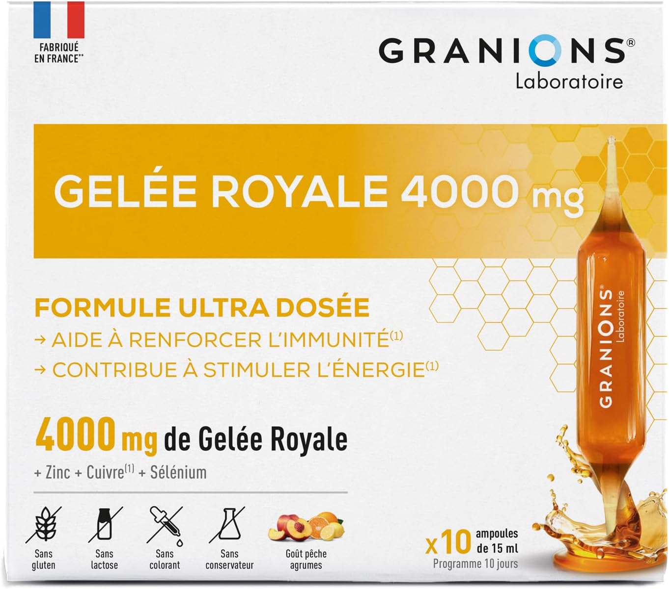 Detalle de GRANIONS Gelee Royale 4000 mg – 10 ampoules 🩺