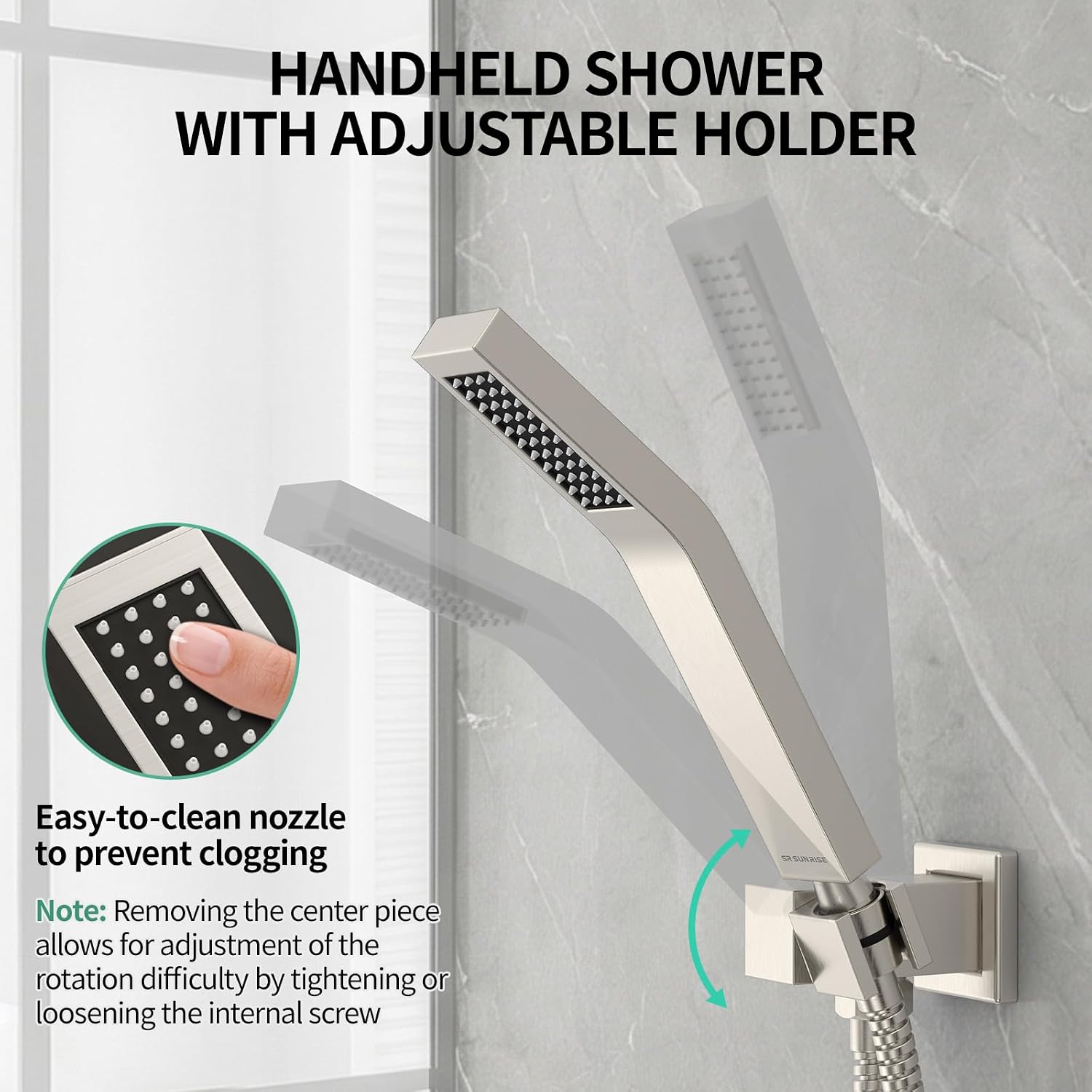 Detalle de SR SUN RISE SRSH-UPC12 Ceiling Shower System, 12-Inch Rain Head, Brushed Nickel