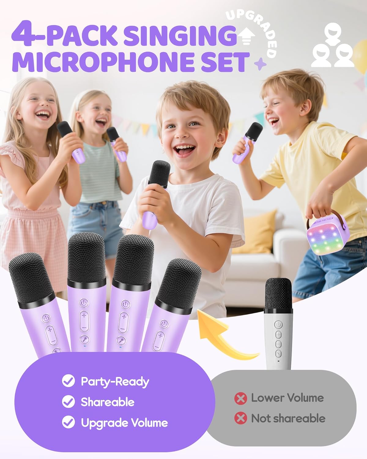 Detalle de YLL Upgraded Mini Karaoke Machine 4 mics 🎤