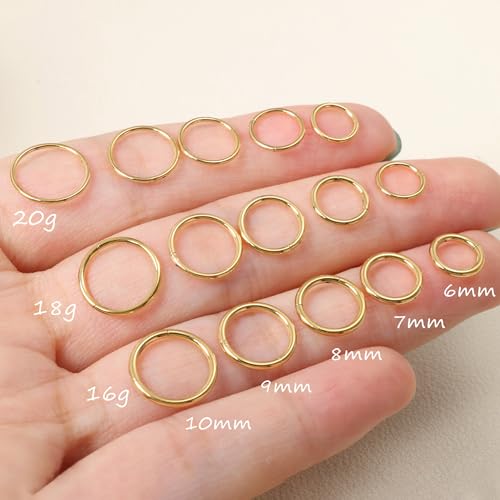 Thumbnail 1 de DAI JY Titanium Nose Ring Hoop (20G/18G/16G) with 6–10mm Inner Diameter – Gold-20g, 7mm