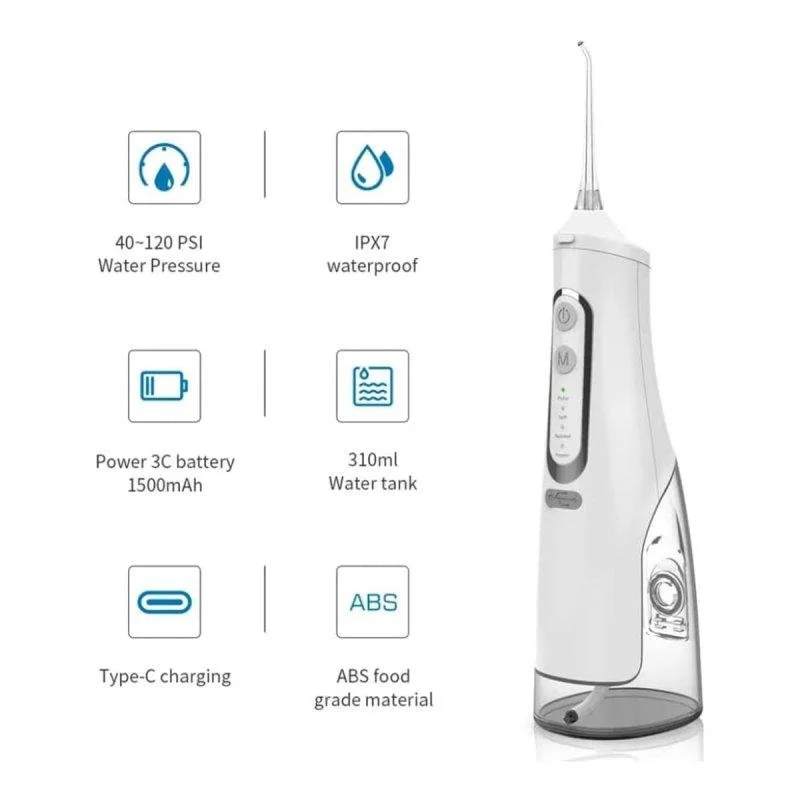 Detalle de Irrigador Klack Water Flosser 300 ml Inalámbrico IPX7 – higiene bucal eficaz y cómoda