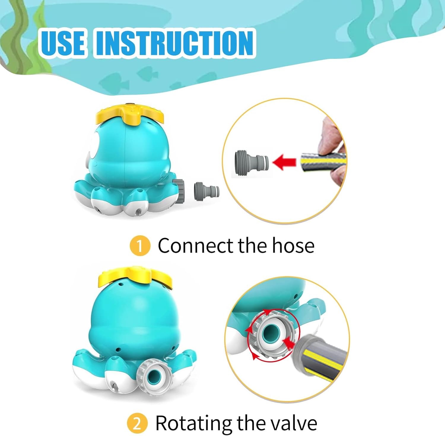 Thumbnail 4 de Tosekry Sprinkler Spielzeug ab 3 Jahren (Oktopus, Blau) – Wassersprühgerät für den Garten