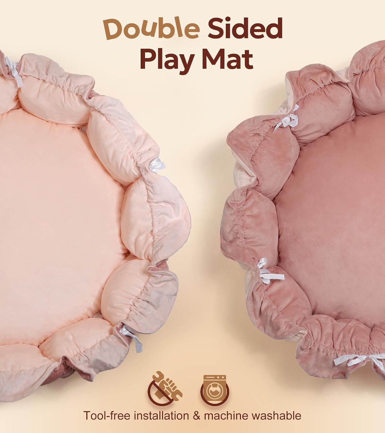 Thumbnail 4 de Mallify 5-in-1 Baby Play Gym Mat with 6 Sensory Toys, Pink Plush Surface