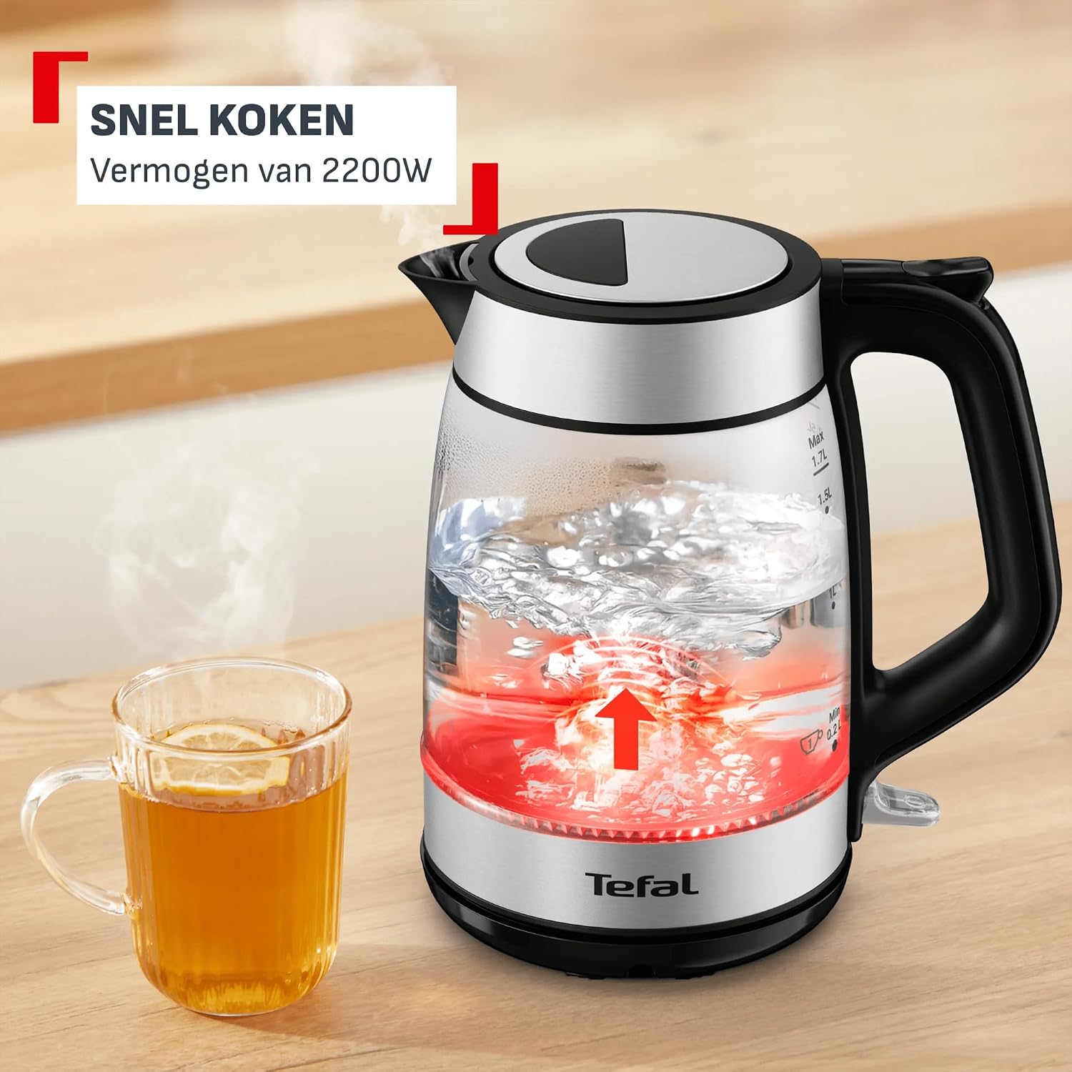 Detalle 2 de Tefal KI6A58E Express Glass waterkoker van glas, 1,7 liter, 2200 W