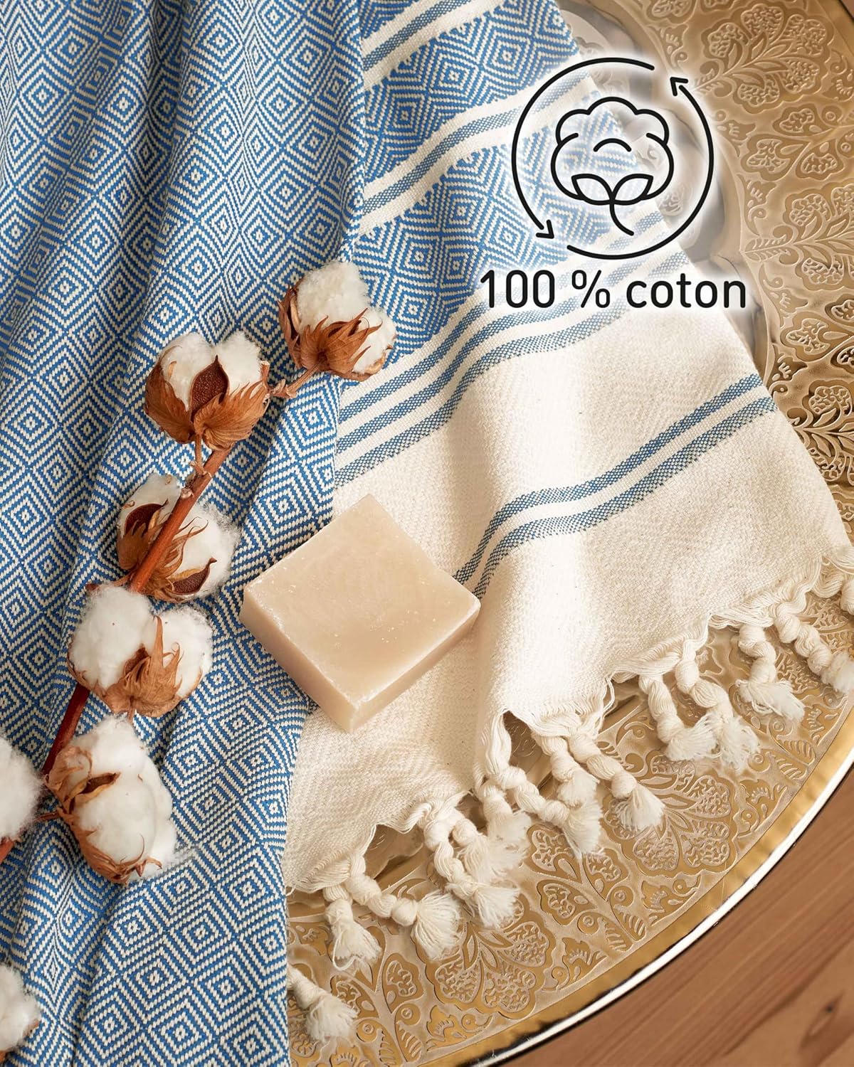 Thumbnail 4 de Fit-Flip Fouta de Plage Bleu 100x200 cm