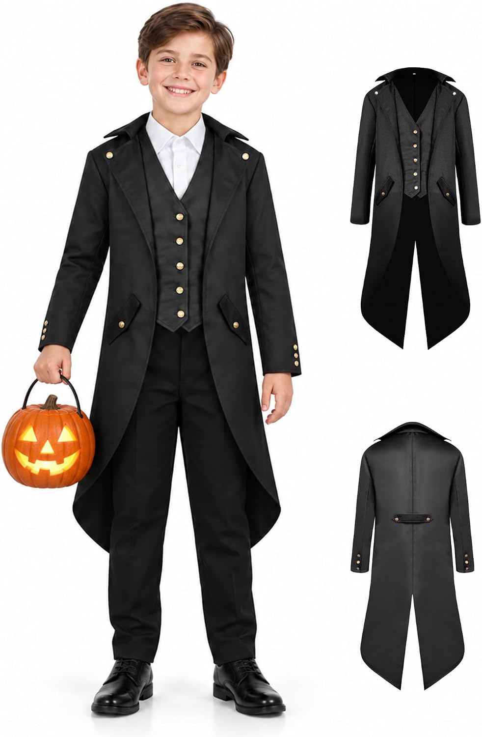 Detalle de SIAEAMRG Boys' Gothic Tailcoat Jacket