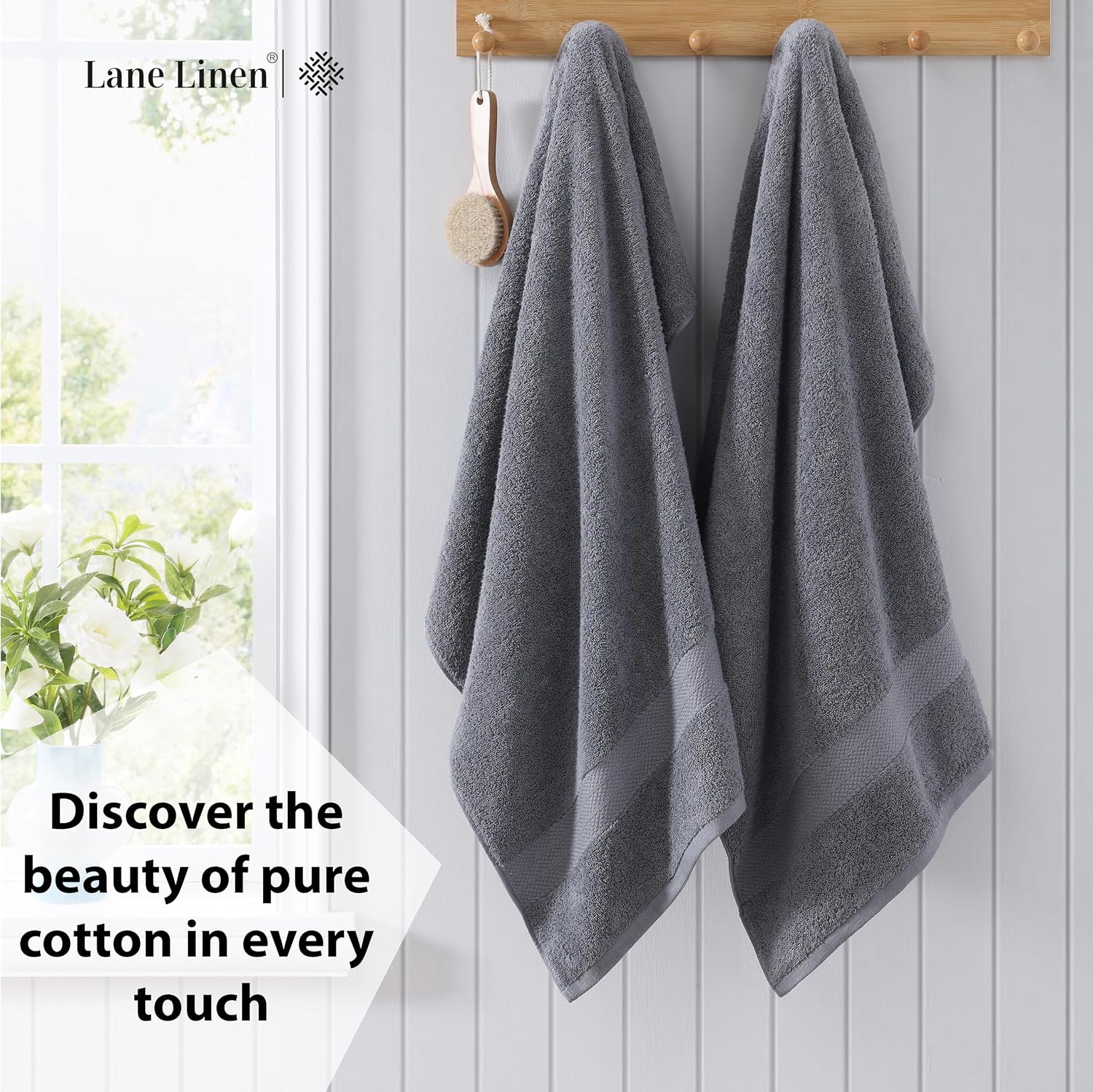 Detalle de LANE LINEN 100% Cotton 4 Pack Bath Sheets (35"x66") – Oversized, Highly Absorbent & Luxuriously Soft