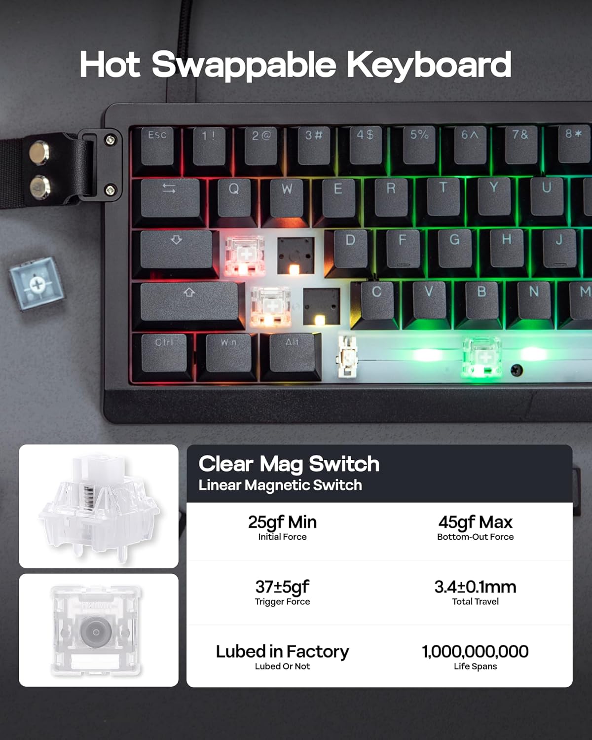Thumbnail 4 de EPOMAKER HE68 Lite Hall Effect Gaming Keyboard (HE68 Lite) – 65% wired board with 8k polling, A-RGB and adjustable fast trigger