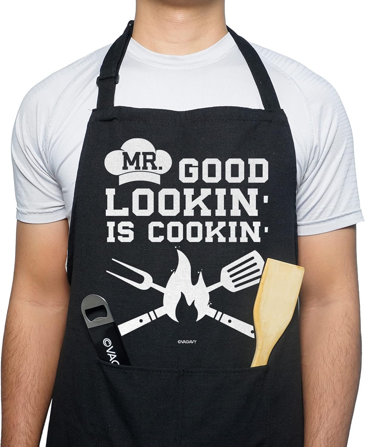 Thumbnail 6 de Funny Husband Apron for Grilling and Cooking, with 3 Pockets