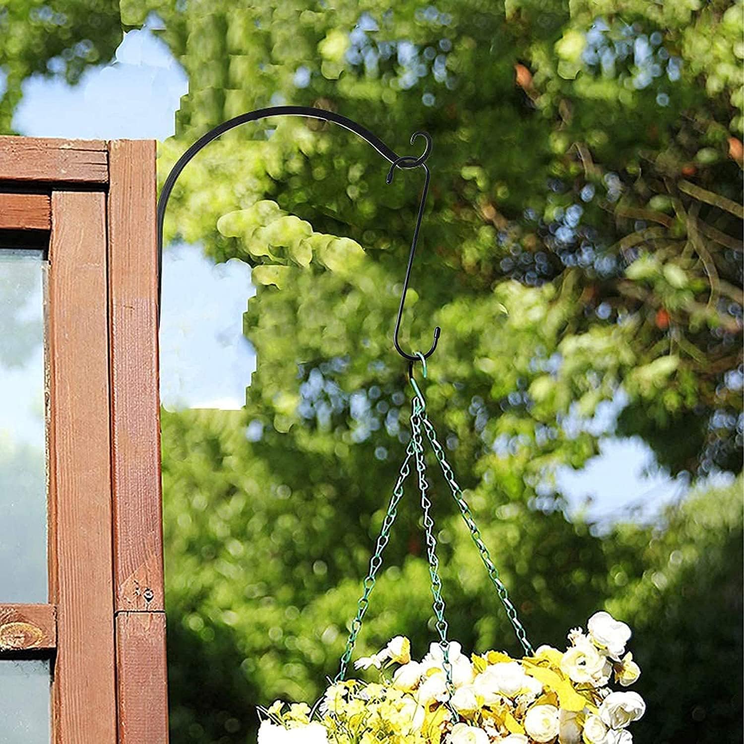 Detalle de Baoswi 3 Stück extra lange S-Haken, 25 cm – robuste schwarze Haken zum Aufhängen von Pflanzen, Küche und Garten
