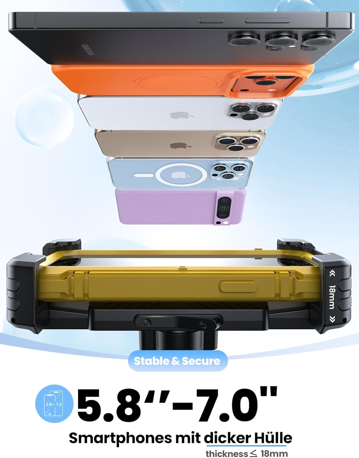 Detalle 2 de JOYROOM 2026 Handyhalterung Fahrrad mit versteckter Tracker-Aufbewahrung – universal für 5,8–7 Zoll Smartphones