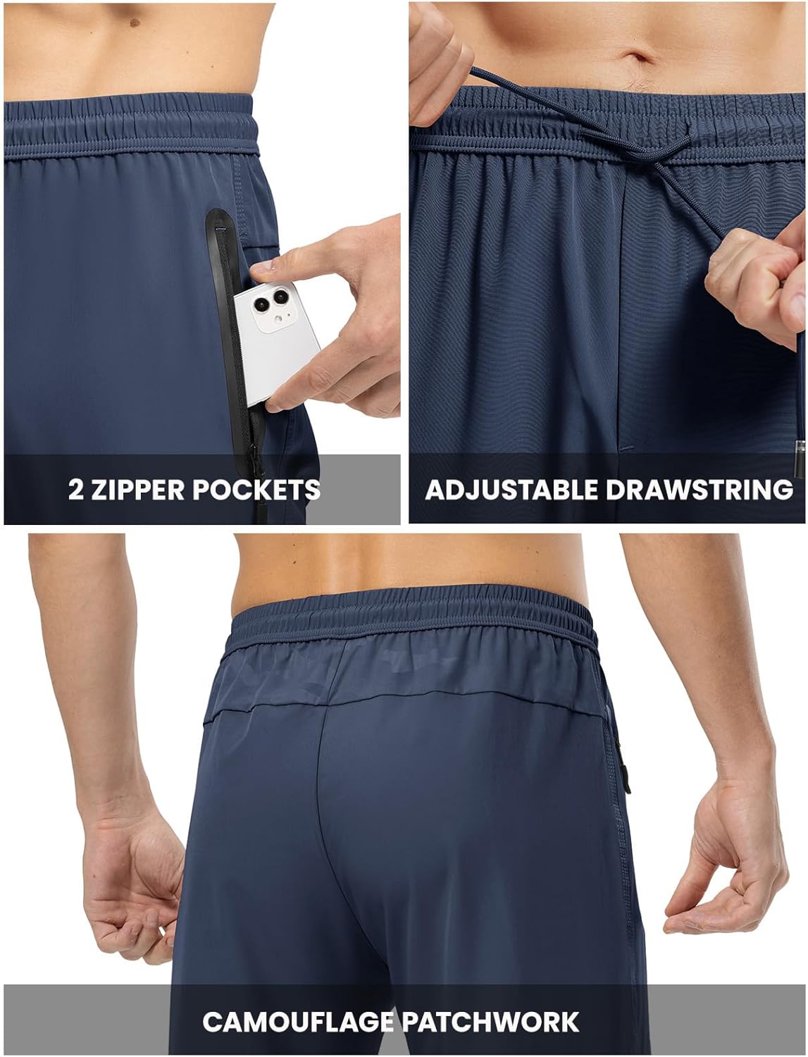 Detalle de Rdruko Men's Casual Pants: Lightweight Quick-Dry for Running, Hiking, and Everyday Wear