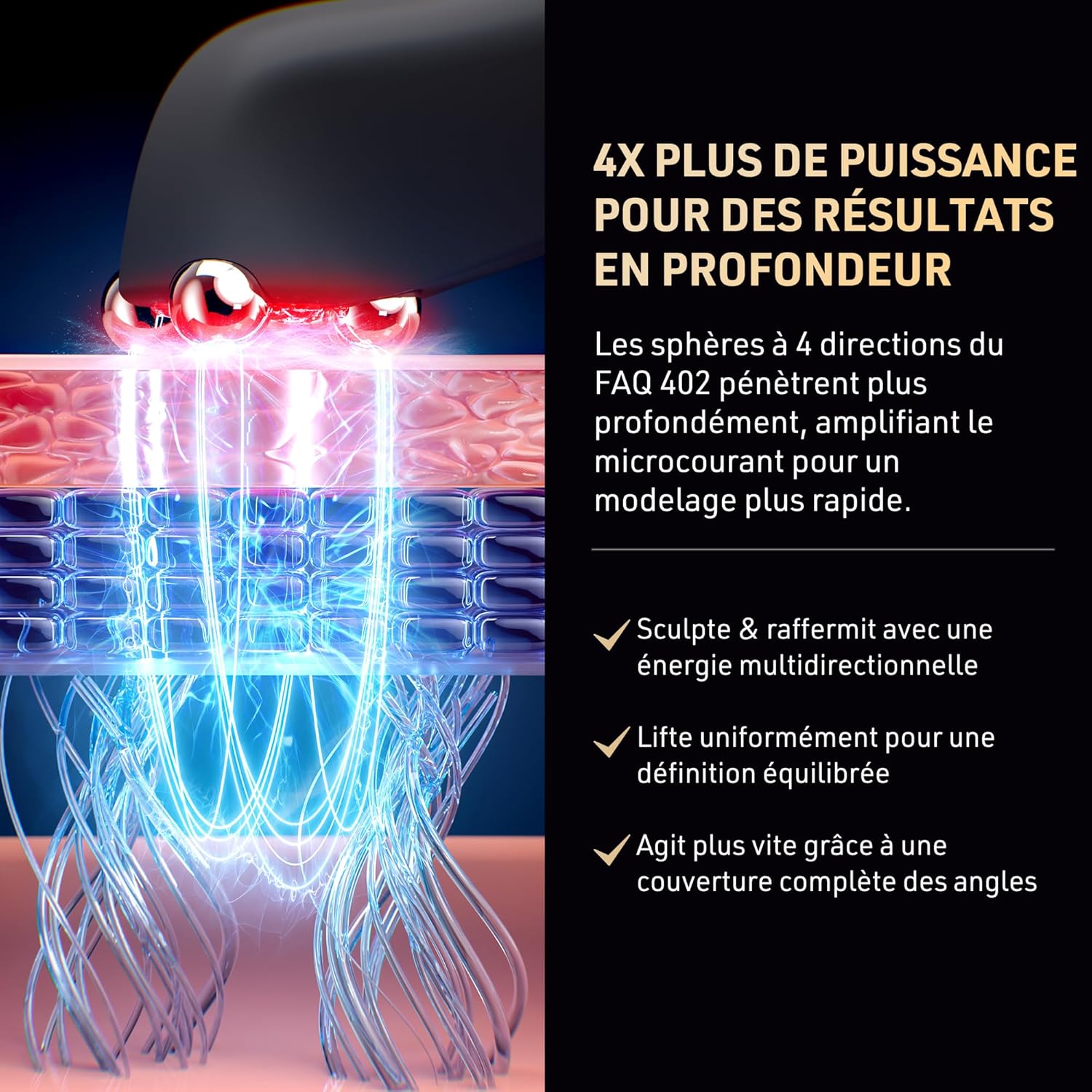 Thumbnail 2 de FAQ 402 Appareil lifting visage à double microcourant (électroporation & lumières rouge, bleue, infrarouge)